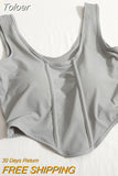 Cotton Women Solid Tank Tops With Bra Pad Y2K Crop Tops Knitted Irregular Hem Camis For Women Motion Tops