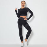 Gym Set Fitness Clothing Sportswear High Waist Women Gym Leggings Tights Padded Push-up Sports Bra 2 Pcs Sports