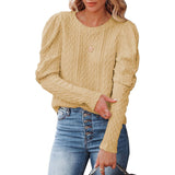 Pullover Sweater Woman Winter Puff Long Sleeve Knitwears for Women Clothing Loose Round Neck Female Tops Autumn
