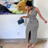 Women's Dress Women's Fashion Sexy Sleeveless Roll-Open