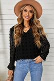 Dot Balloon Sleeve V-Neck