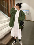 New Autumn Winter Women Sweater Solid Color Loose V-neck Mid-length Sweater Knitted Cardigan Coat Top Cropped Cardigan