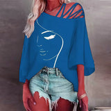 Autumn Fashion Splicing Loose Leisure Blouse Lady Print