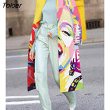 Coat Fashion Women 2023 Autumn and Winter Tweed Lapel Print Coat Europe and America Fashion Women's