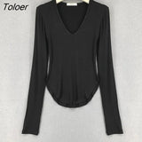 Long Sleeve Tshirt Women 2023 Fashion Slim White Woman Tshirts Tops High Elasticity Thin Skinny Tee Shirt Blusas