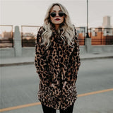 Leopard Print Fashion Cardigan Winter Leopard Print Women's Fur Coat Fleece Lapel West Slim Fit Casual Street Thicken