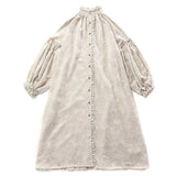 Stand Loose Plus Size Solid White Lantern Sleeve Hemp Cotton Cardigan Woman
