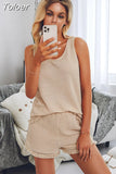 Two Piece Set for Women Summer Suit Tassel Sleeveless Tank Top and Shorts Casual Tracksuit Elegant Outfit 2023
