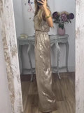 Women's Vest Trousers High-Waisted Casual Suit Two Sets Of Gold Women