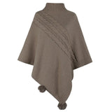 Autumn Button Poncho Women Turtleneck Sweater Winter Oversized Jumper Knitwear Holiday Vintage Cape Batwing Sleeve