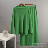 Hot Sales Solid-Color Suit Women Irregular Open Fork Top + Wide Leg Pants Leisure Loose