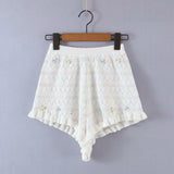 Summer Women's Tube Top Casual Knitted Camis Hollow Sleeveless Short Tank Top White Lace Decoration Sexy Woman