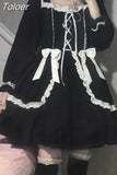Bandage Black Long Sleeve Sexy Lolita Dress Women Streetwear Female Elegent Vintage Party Dresses