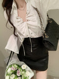 Autumn Design Elegant Blouse Women Long Sleeve Korean Style Shirts Office Lady Pure Color Thin Y2k Clothing Fashion