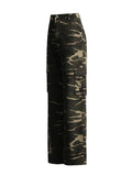 Toloer Camouflage Wide-Leg Jeans Autumn 2024 New Fashion High Waist Stitching To Show Thin And Long Straight Pants Children-Outfit