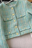 Women's Vintage Plaid Chic Elegant Office Streetwear Chic Casual Simple Business Long Sleeve Fashion Temperament Jacket