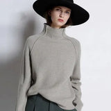DY 2021 New Autumn Winter Girl's Clothes Women High-Collar Thickened Pullover Loose Sweater Large Size Knitted Wool