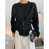 Winter Women Elastic Mohair Round Neck Zipper Sweater Female Doubleside