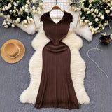 New Knitted Dress Women's French Retro High-End Slim Slimy Temperament Of The Body Fishtail