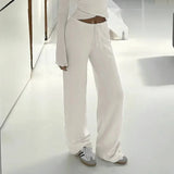 Solid Wrap Around Top And Drawstring Pants Set-Outfit