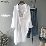 Women Solid Loose Femme Fashion Blusas Sun-proof Summer Casual Ulzzang Thin All-match Streetwear Chic Elegant