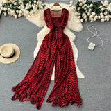 Goddess Temperament Square Sleeveless Jumpsuit Summer New Collection Skinny Loose Broad Leg