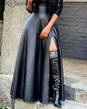 PU Leather High Slit Pocket Design