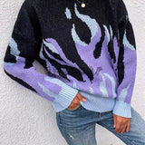 Pullover Women Flame Knitted Long Sleeve Sweaters Ladies Autumn Winter Harajuku Casual Oversized Jumper Loose Streetwear