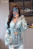 Tops Blouse Women Long Sleeve Drawstring Print Shirts V-neck Lace Ruffles Sexy Summer Blouses 2023 Blusas Mujer De