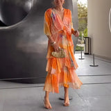 New Women's Printed Layered Dress