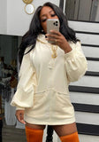 Puff Sleeves Zipper Blank Hooded