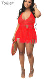 Crochet Fringe Top and Shorts 2 Piece Sets Womens Sexy Beach Summer Vacation Outfits Matching Sets Wholesale