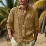 Men's Linen Shirt Button Shirt Summer Beach Shirt Pure