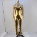Toloer Women's Fall / Winter 2023 Metal Color Sexy Strapless Jumpsuit Pants Women's Jumpsuit-Outfit