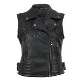 2023 Spring Autunm Women Fashion Black Faux Leather Vest Jackets Lady Bomber Motorcycle Cool Outerwear Zipper