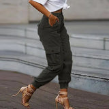 Yskkt Cargo Pants Women High Waist Spring Autumn Pocket Slim Sweatpants Fashion Streetwear Long Overalls Pant Elastics
