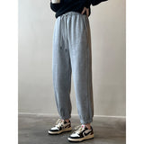 Women's Fleece Lined High Waist Sweat Pants 2022 Winter New High Waist Loose Cropped