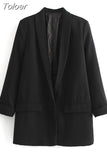 MODA Women Fashion Front Button Office Wear Blazer Coat Vintage Long Sleeve Flap Pockets Female Outerwear Chic Vestes