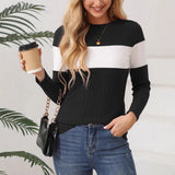 Wish Autumn And Winter Explosion Women's Clothing Women's Knitted Long-Sleeved Color Repair