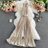 Women's Romper Spring Autumn 2022 Turn-Down Collar Sleeveless Vintage Playsuits Female Off Shoulder Pleated Jumpsuit New