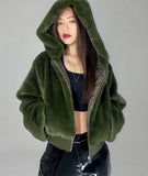 Casual Zipper Up Long Sleeve Short Fleece Hoody
