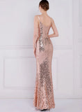 Vintage Strap Sleeveless Solid Sequined Mermaid Evening