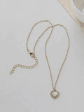 Rhinestone Edge Heart Pendant Necklace-Outfit