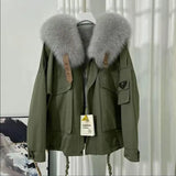 2022 Winter Parka Women Fluffy Faux Fur Coat Short Windbreaker Jacket Wool Liner Warm Parka Fur Collar Warm Snow
