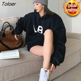 with Hat Hoodies Women Y2k Clothes Autumn Thick All-match Streetwear Baggy Long Sleeve Hipster College Casual Korean