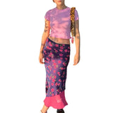 Women's Plaid Print High Waisted Midi Skirt A-Line Bodycon Long Pencil Skirt Y2K Streetwear E-Girl 90S