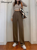 Office Wear Women Pants Summer Casual Elegant Trousers Women Wide Leg Chic Office Wear Straight Pants For Women High