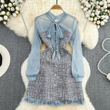 Lady Little Fragrant Temperament Fluttering Lead To The Acceptance Of Waist Thin A Word Lotus Leaf Side Coarse Dress