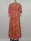 Summer Print V-Neck Sexy Bohemian Bubble Sleeve Holiday Beach