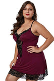 Sexy Plus Size Straps V Neck With Lace Mini Dress
